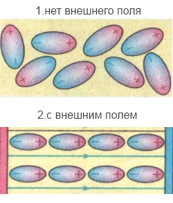 Диэлектрик вне поля и внутри его